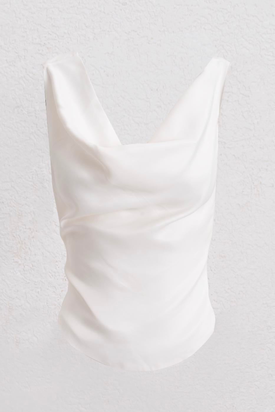 BSL Women Satin Blouse with Plunging Collar - Barletta