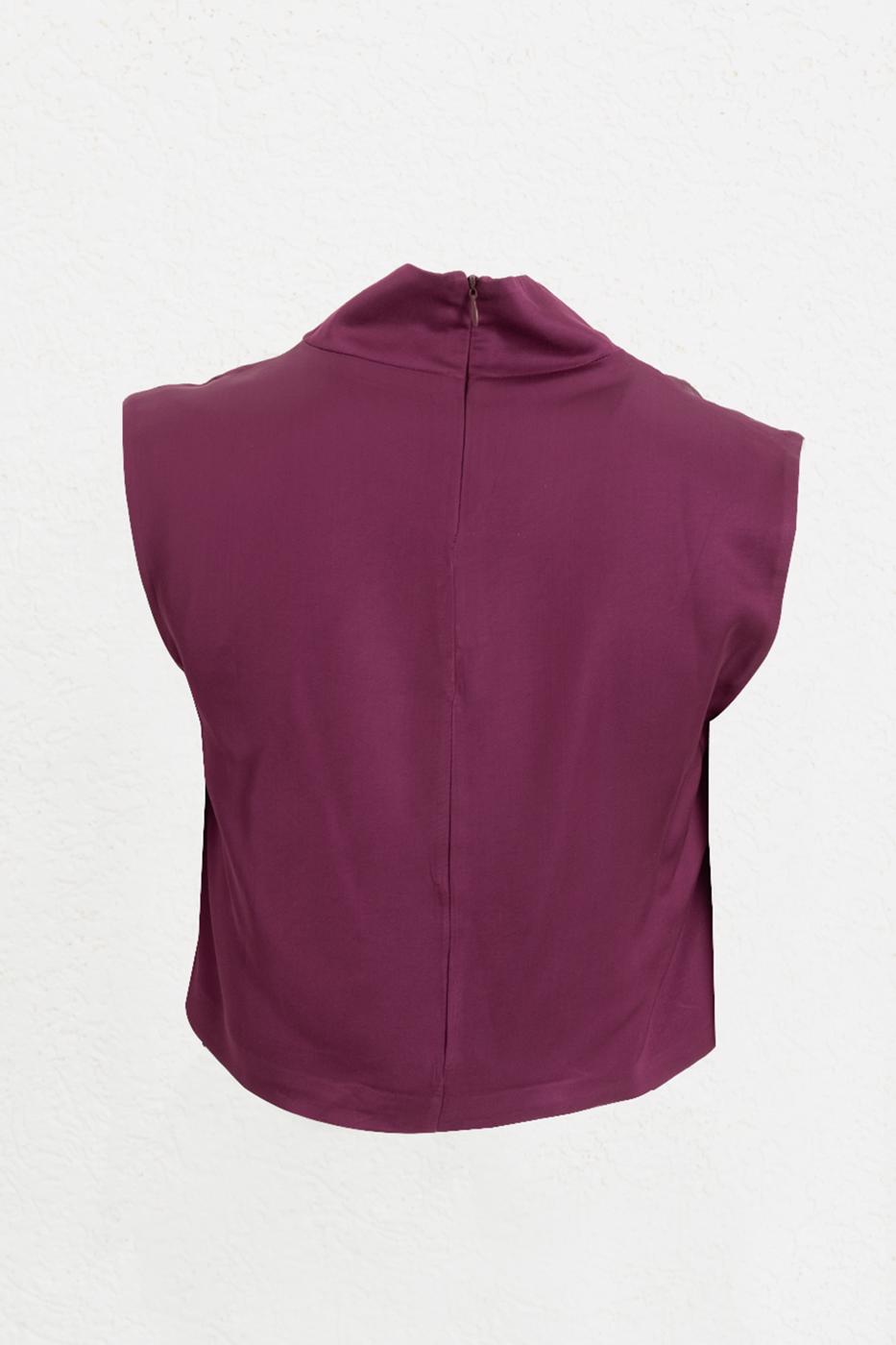 BSL Women Satin Blouse with Plunging Collar - Madison