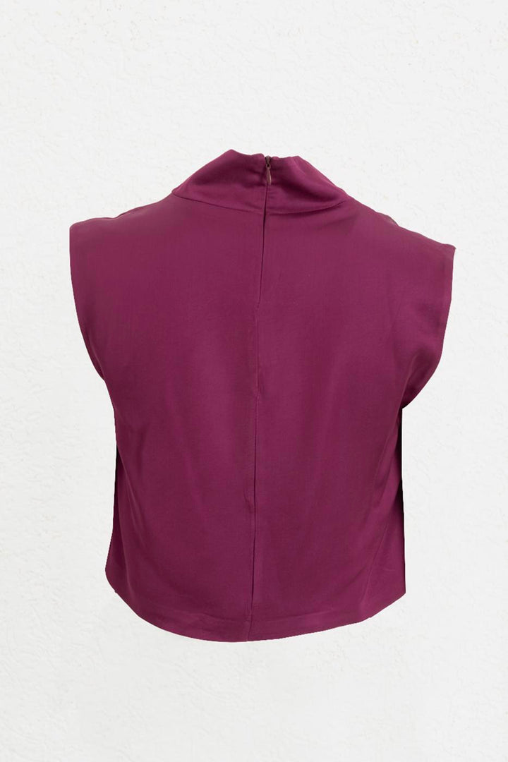 BSL Women Satin Blouse with Plunging Collar - Madison