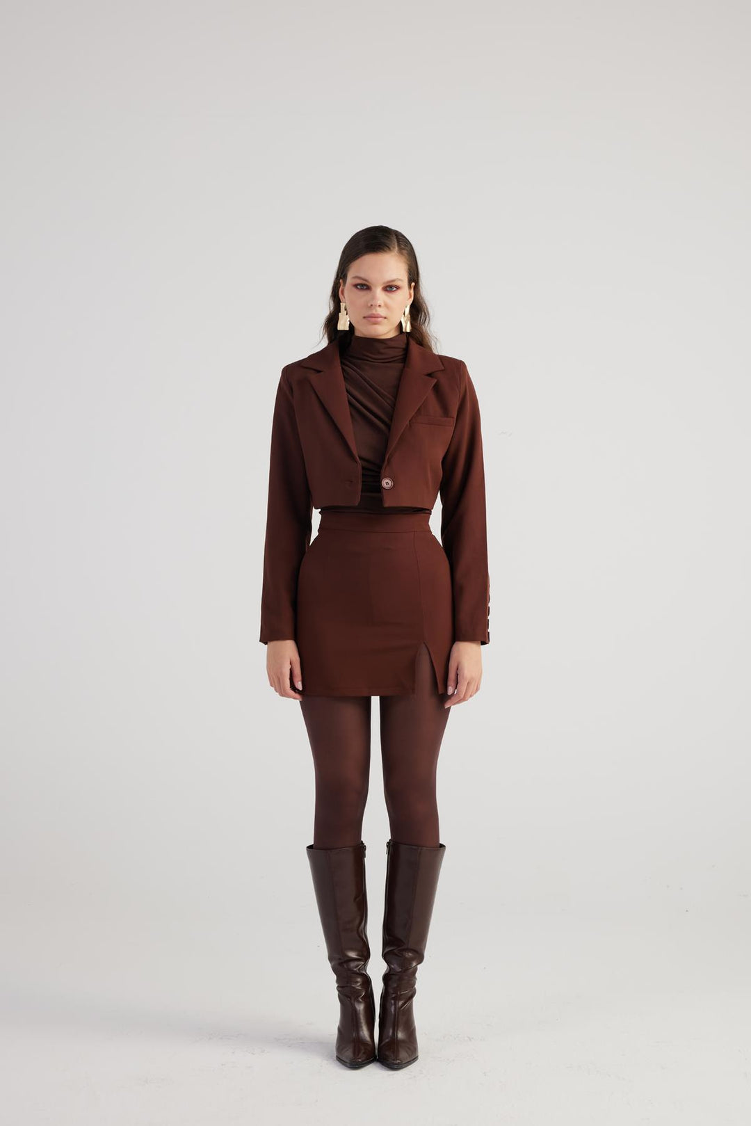 HLLY Women Pleated Skirt Brown - Franklin