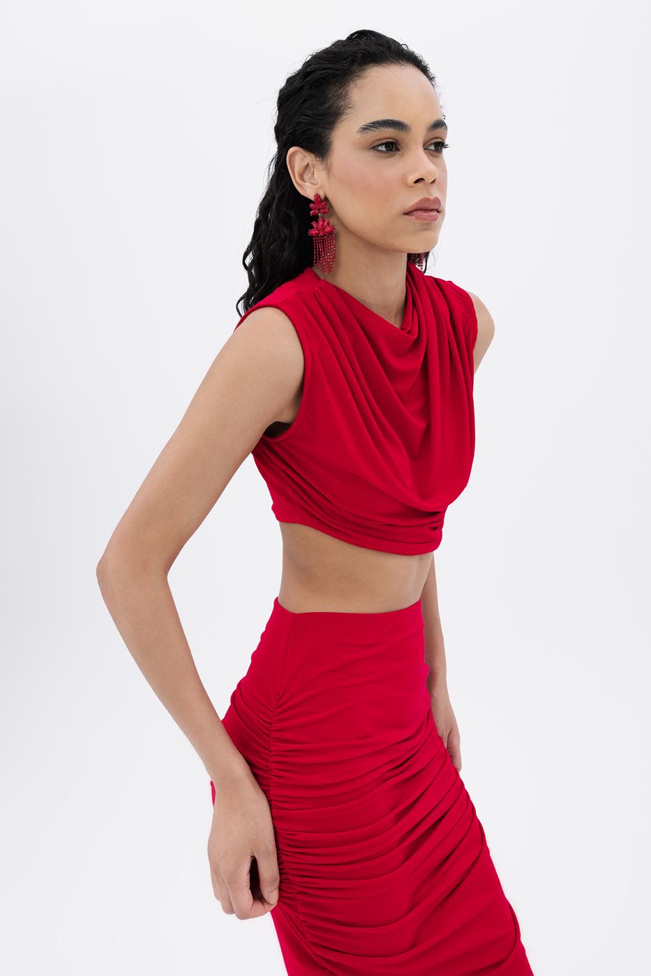 BSL Women Crop Blouse with High Collar - Genk