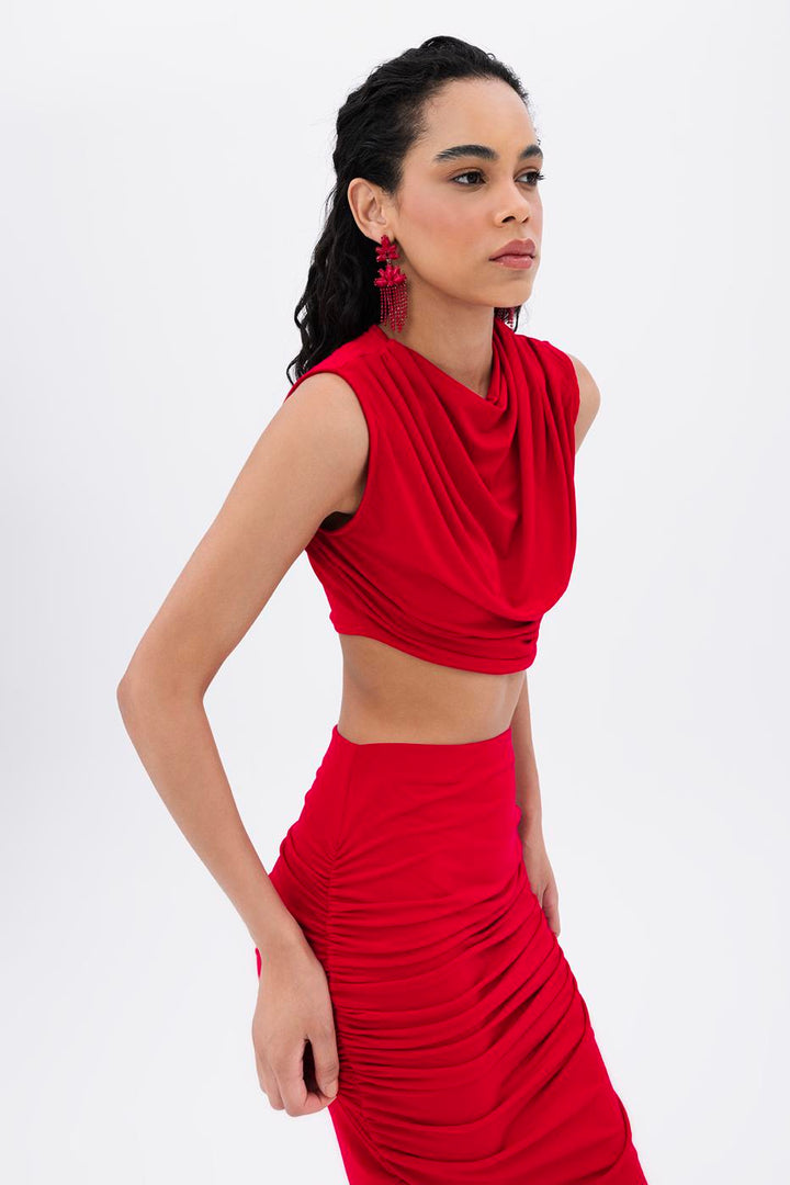 BSL Women Crop Blouse with High Collar - Genk