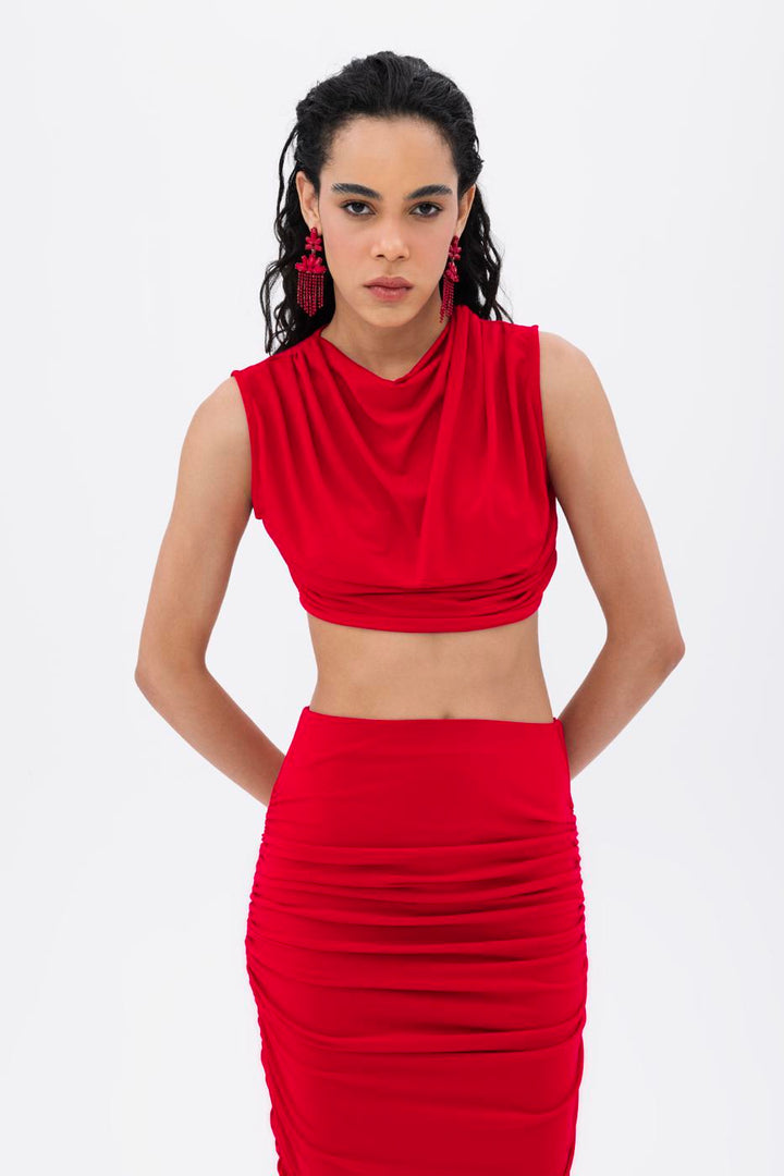 BSL Women Crop Blouse with High Collar - Genk