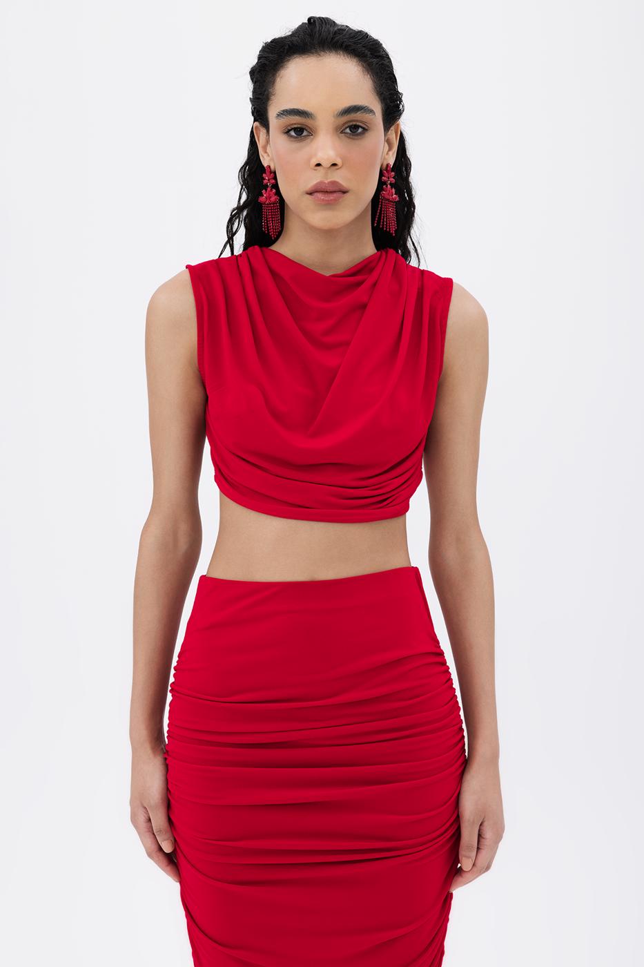 BSL Women Crop Blouse with High Collar - Genk