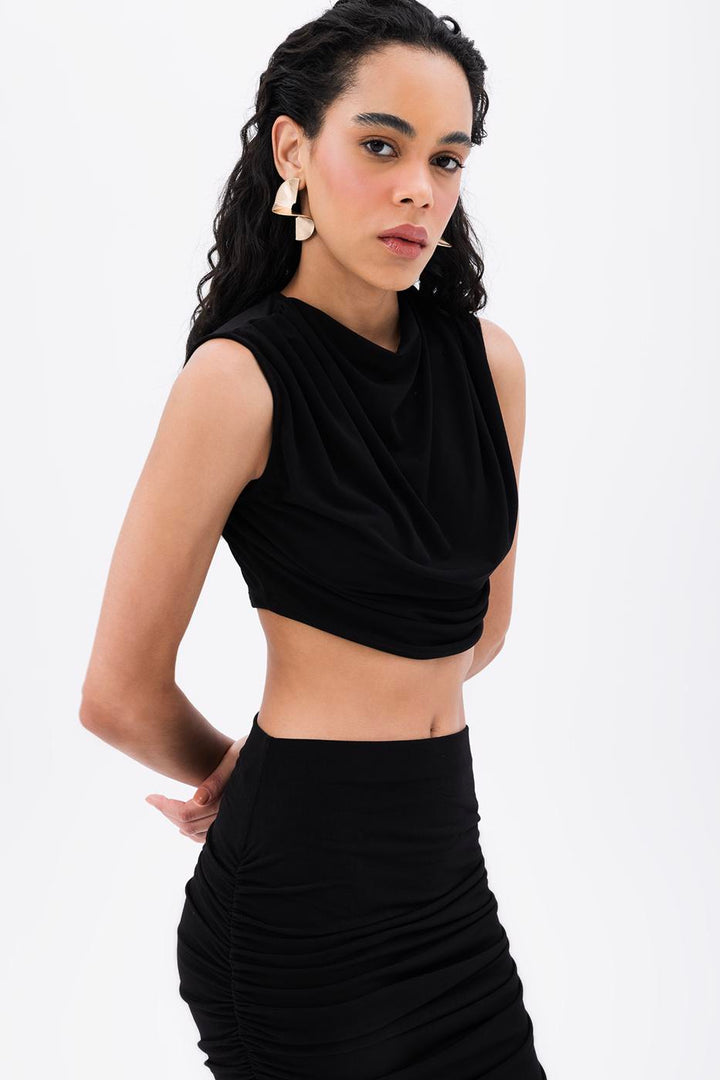 BSL Women Crop Blouse with High Collar - Wallasey