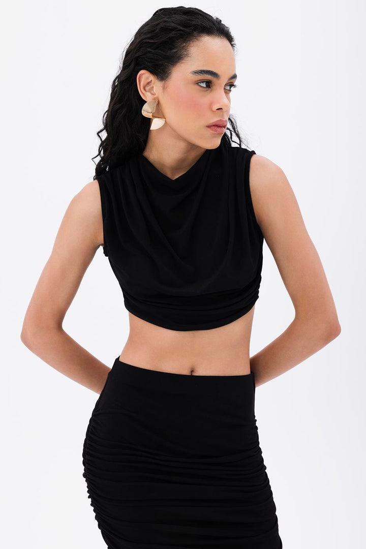 BSL Women Crop Blouse with High Collar - Wallasey
