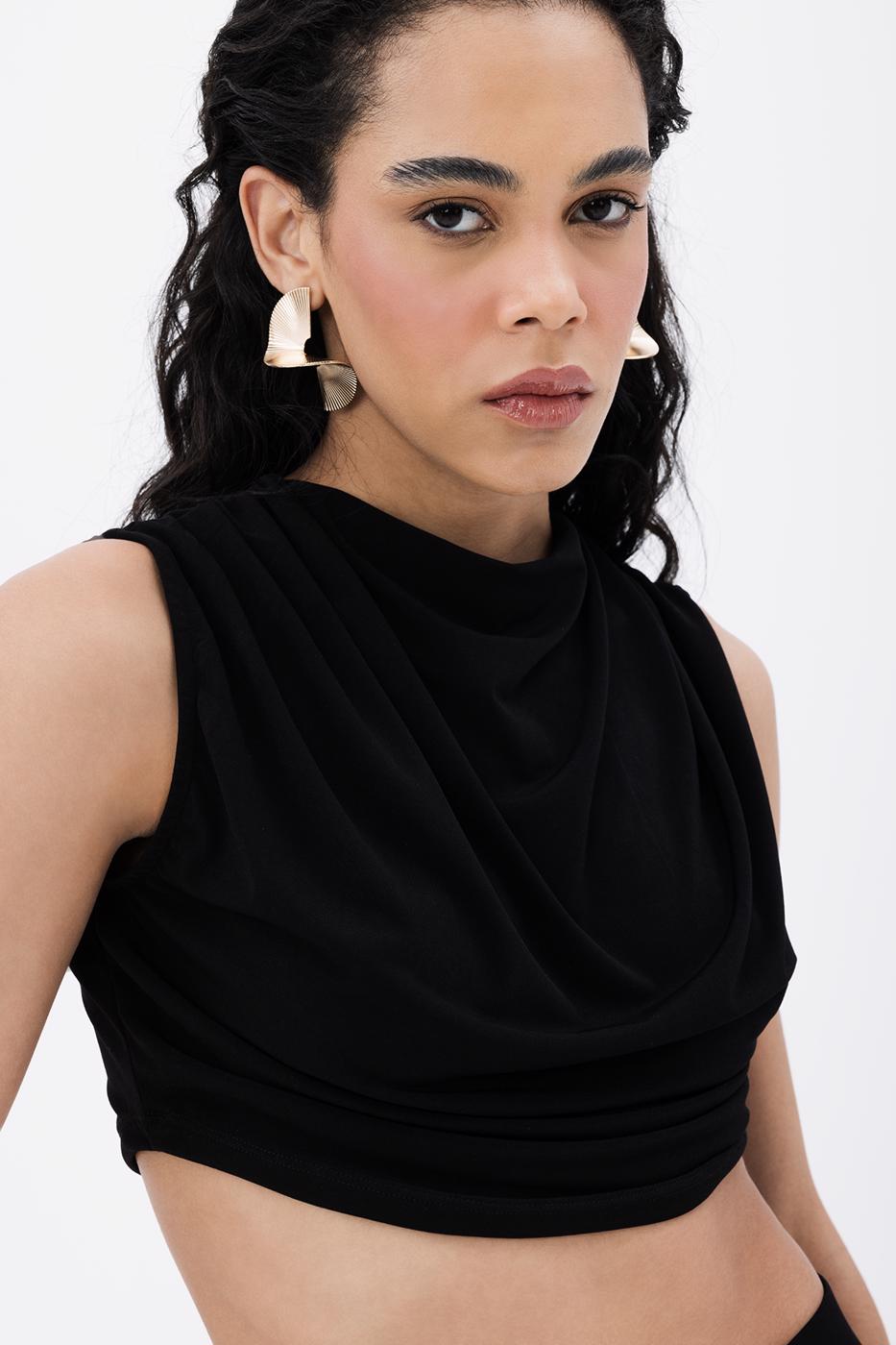 BSL Women Crop Blouse with High Collar - Wallasey