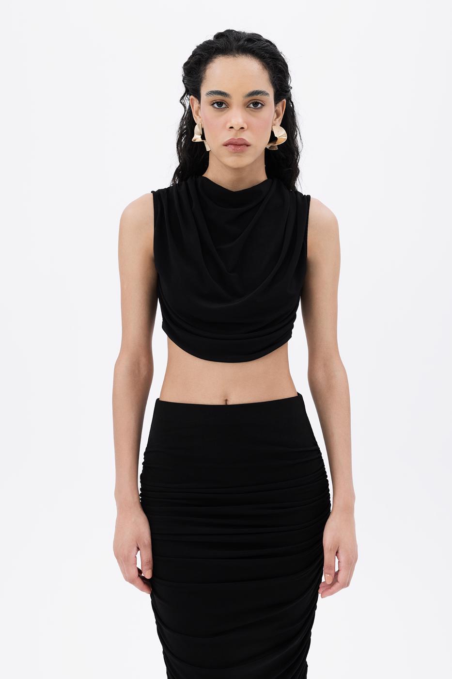 BSL Women Crop Blouse with High Collar - Wallasey