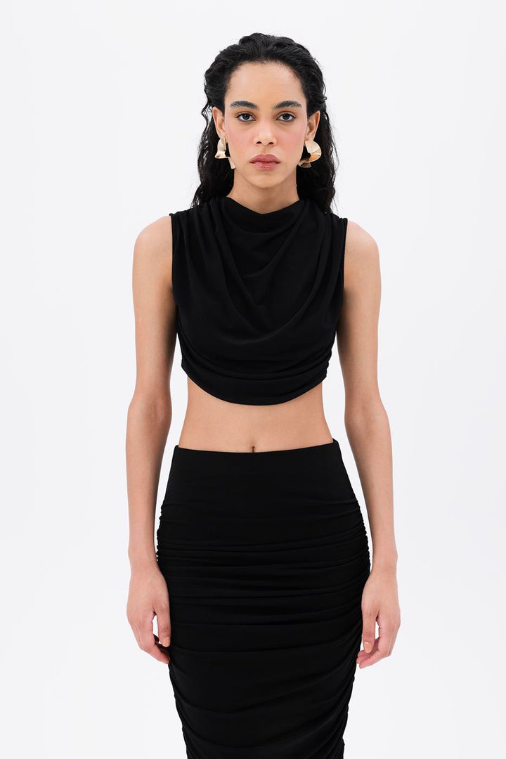 BSL Women Crop Blouse with High Collar - Wallasey