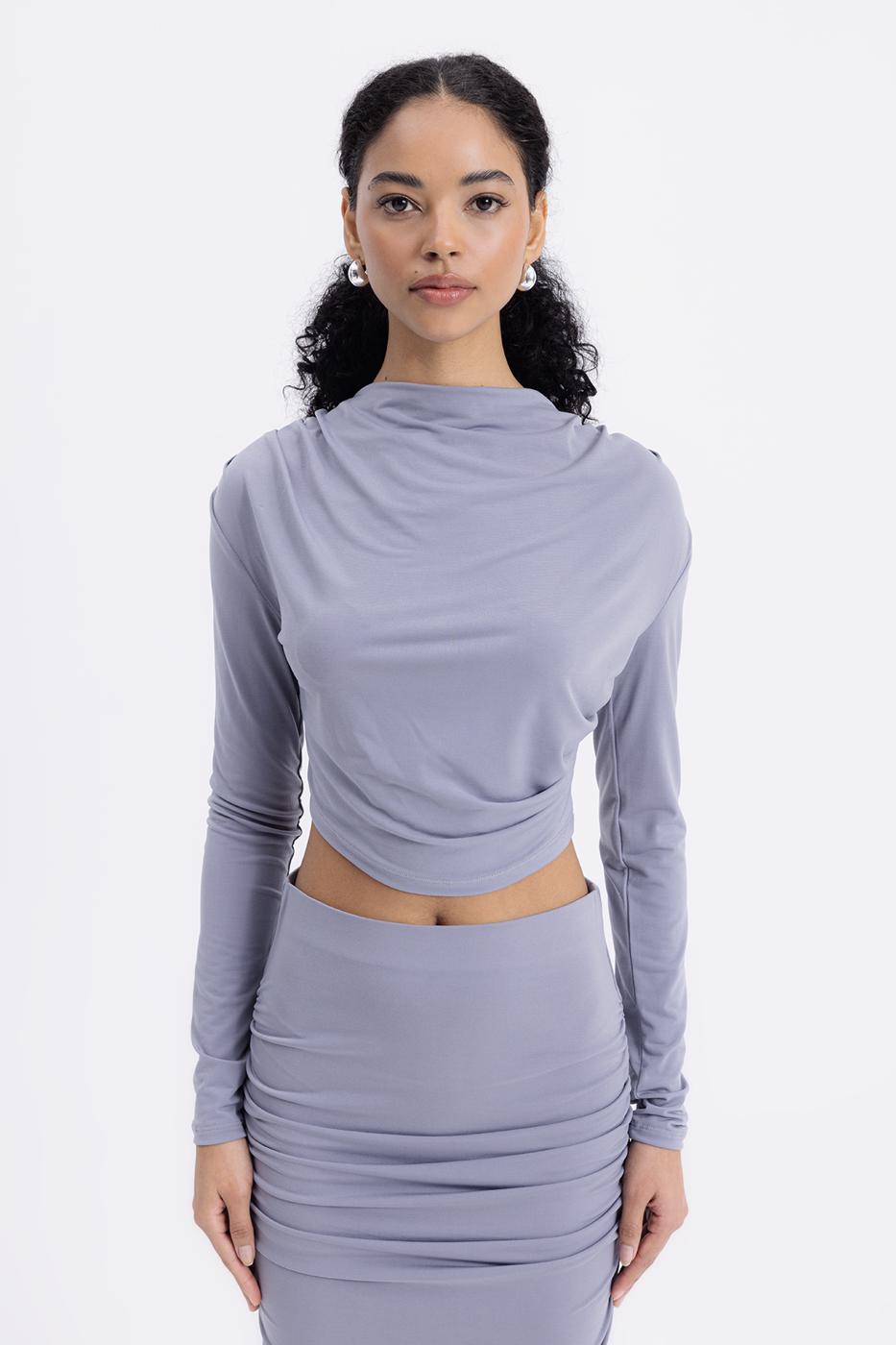 BSL Women Crop Blouse with High Collar - Floreşti