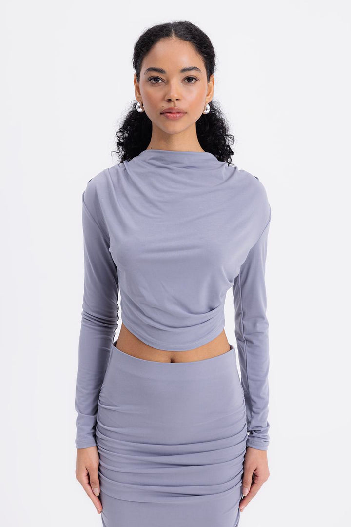 BSL Women Crop Blouse with High Collar - Floreşti
