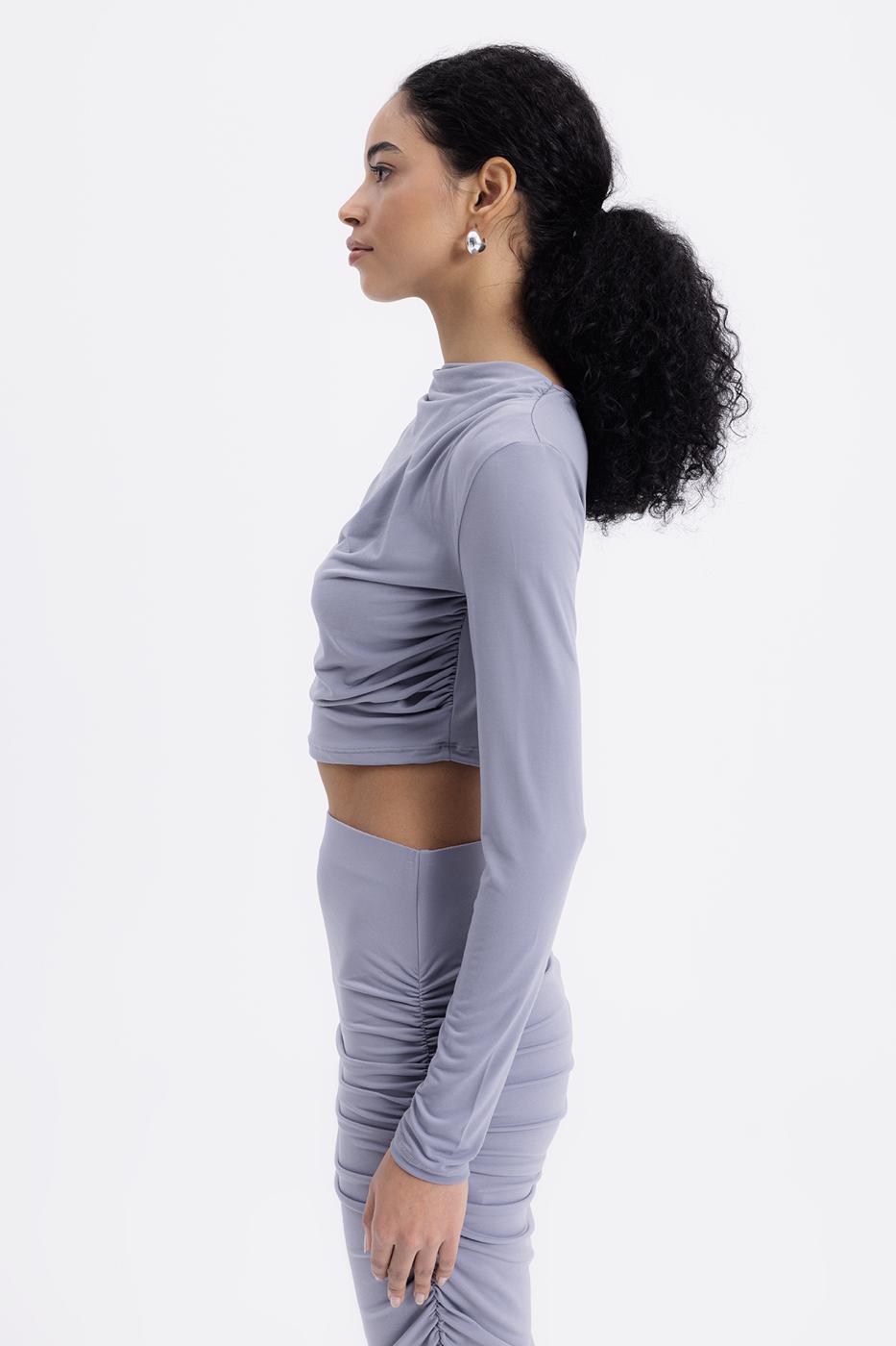 BSL Women Crop Blouse with High Collar - Floreşti