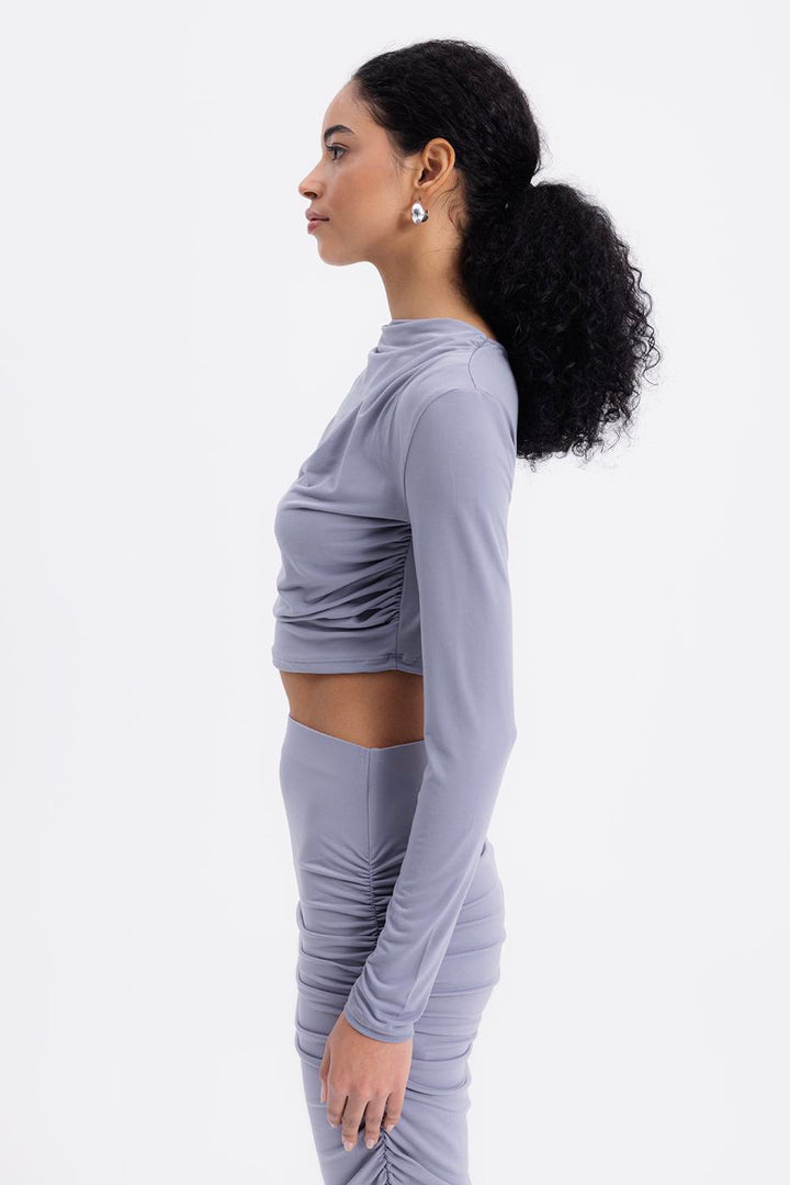 BSL Women Crop Blouse with High Collar - Floreşti