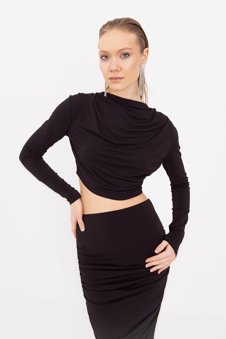 BSL Women Crop Blouse with High Collar - Venice