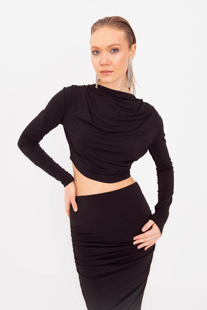 BSL Women Crop Blouse with High Collar - Venice