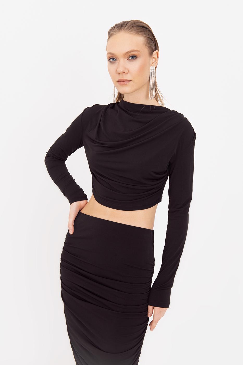 BSL Women Crop Blouse with High Collar - Venice