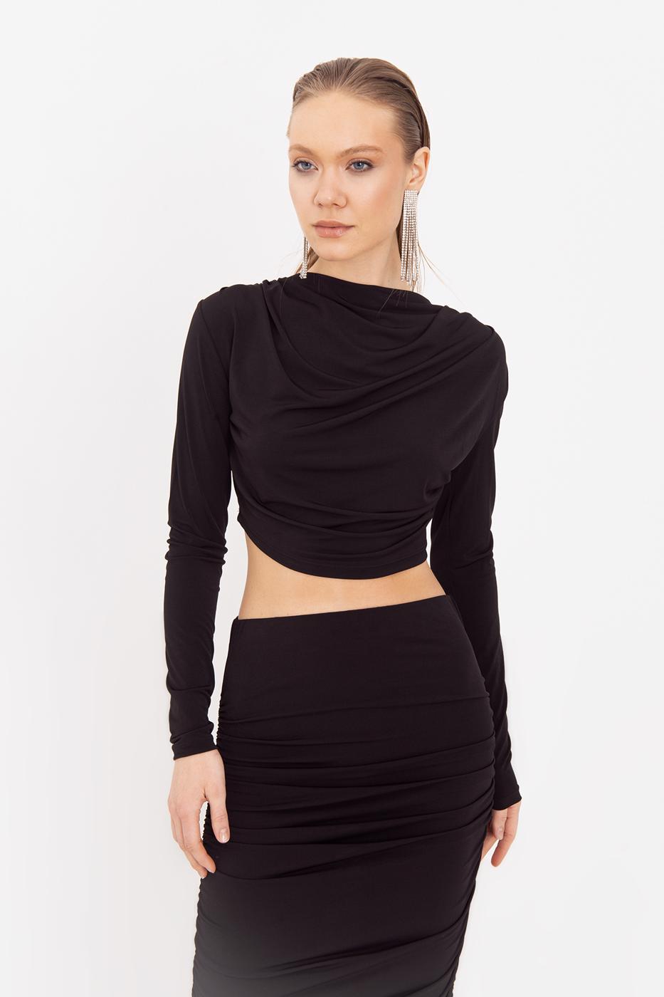 BSL Women Crop Blouse with High Collar - Venice
