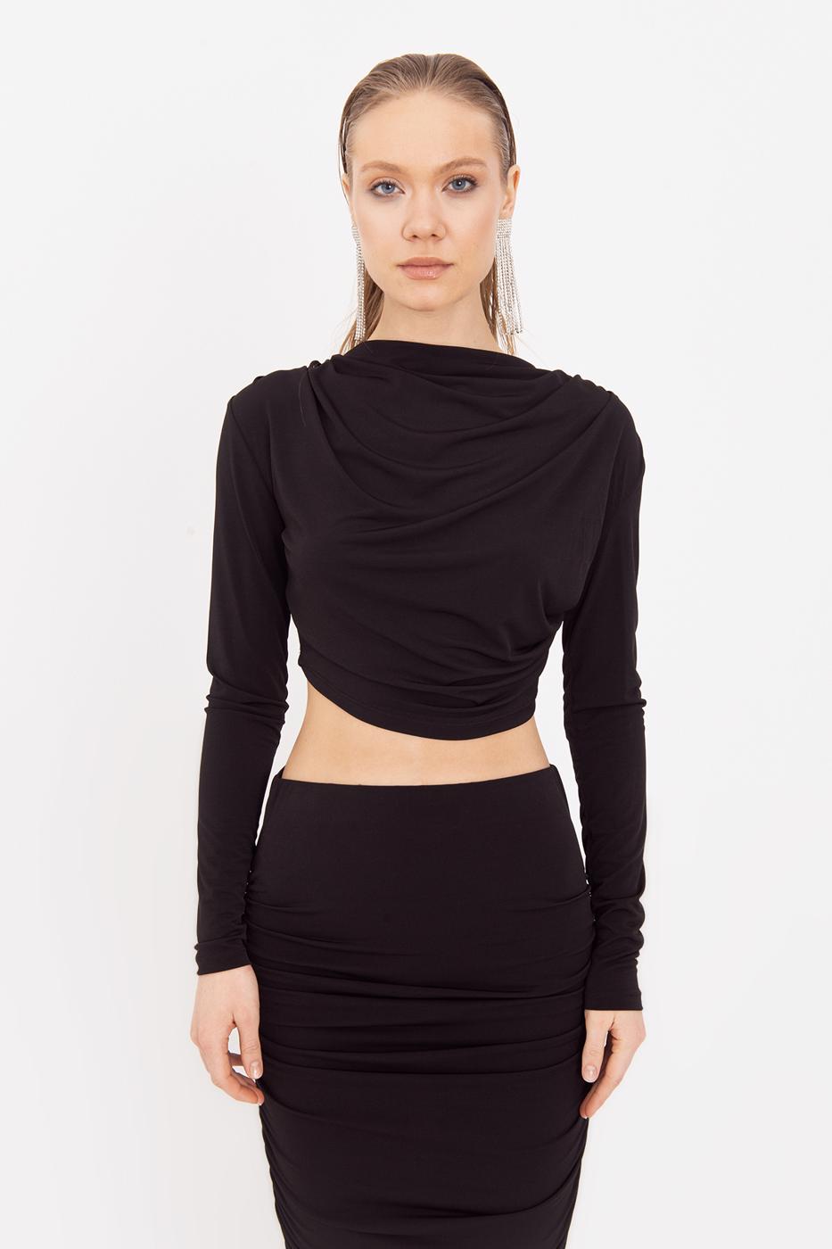 BSL Women Crop Blouse with High Collar - Venice