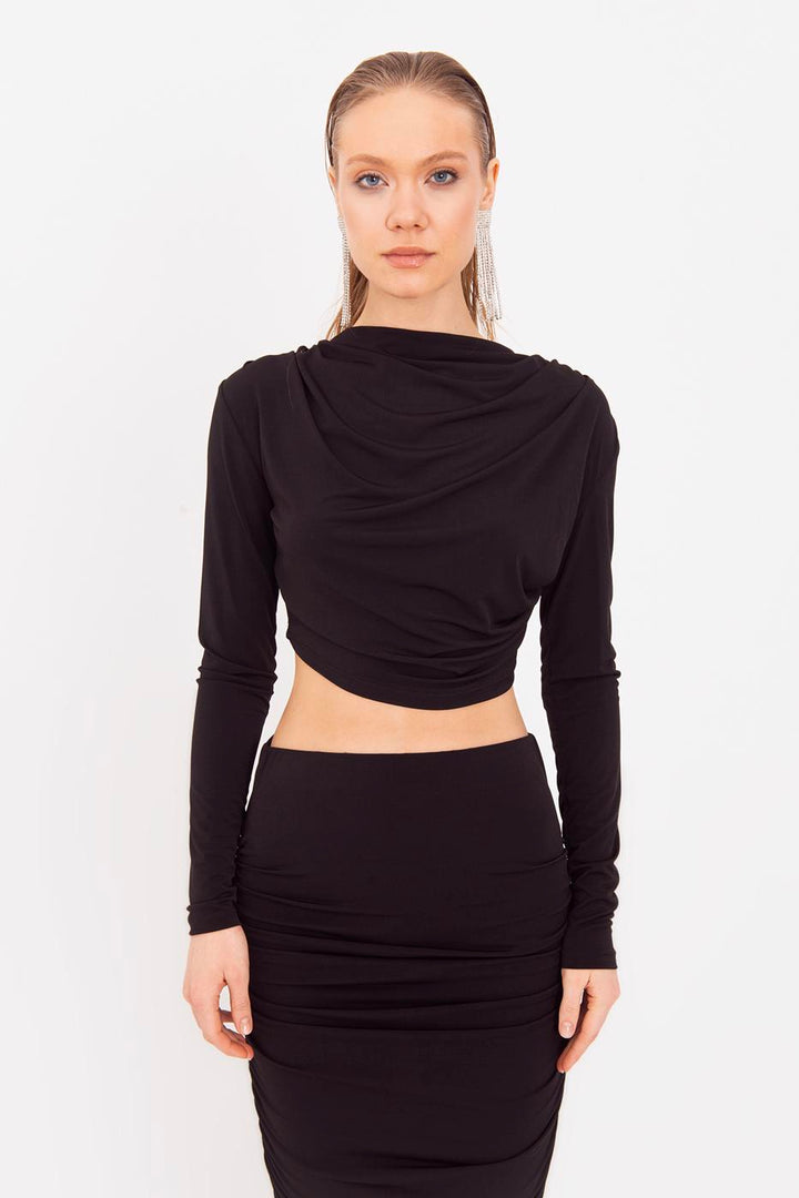 BSL Women Crop Blouse with High Collar - Venice