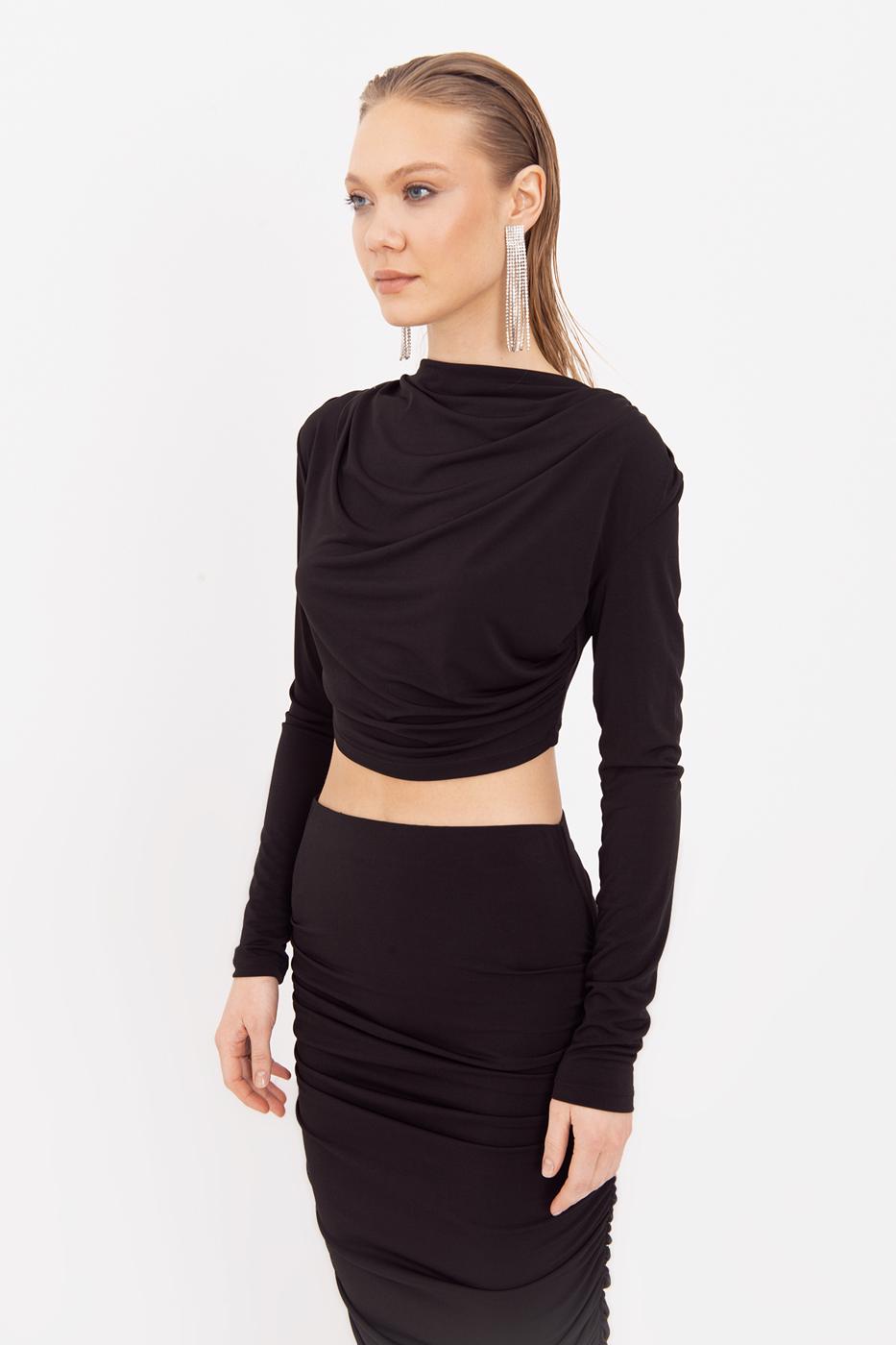 BSL Women Crop Blouse with High Collar - Venice