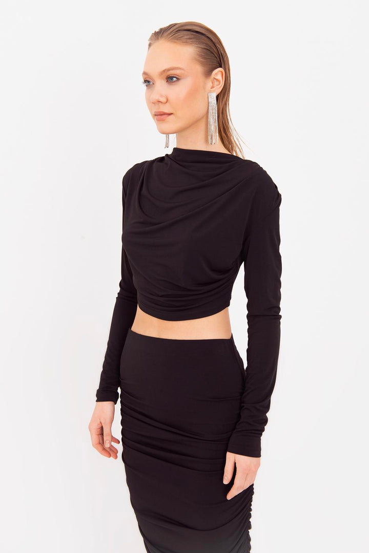 BSL Women Crop Blouse with High Collar - Venice