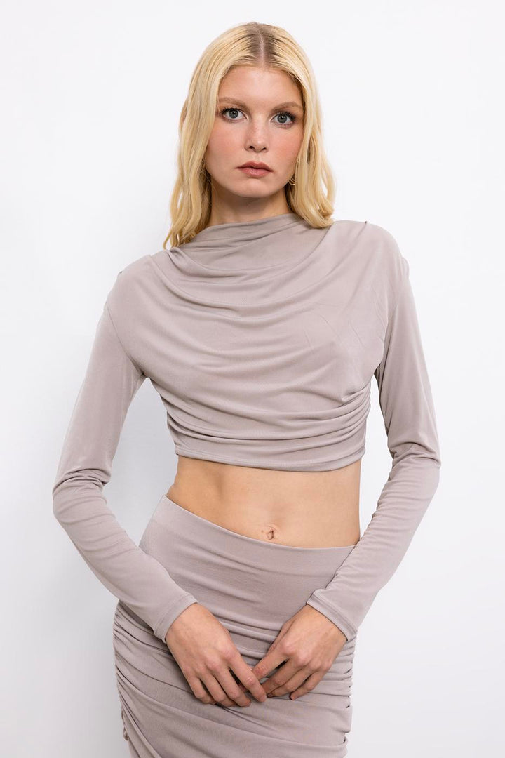 BSL Women Crop Blouse with High Collar - Sioux City