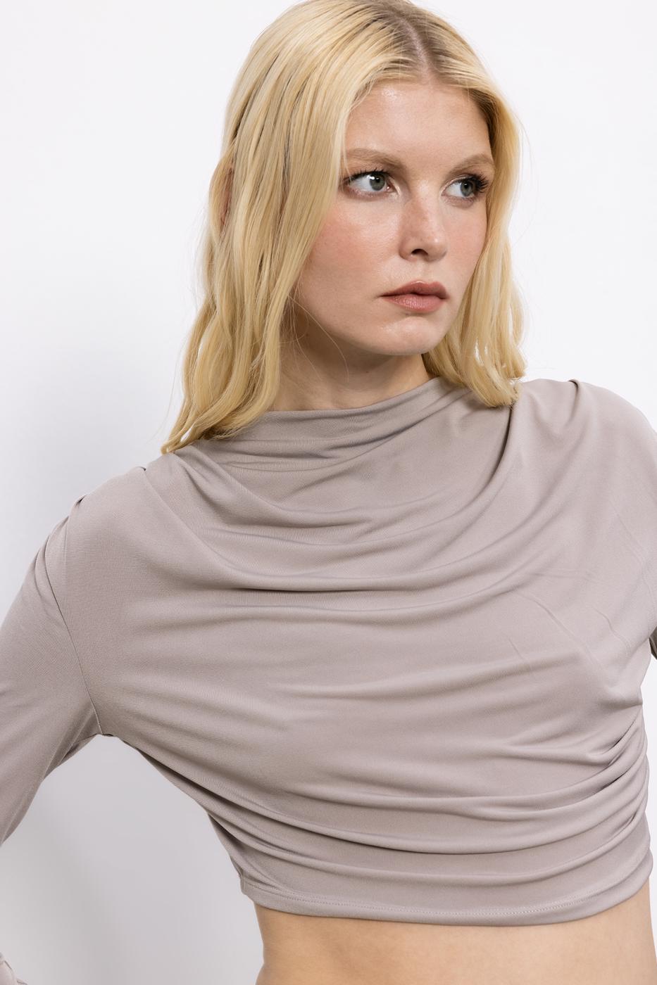 BSL Women Crop Blouse with High Collar - Sioux City