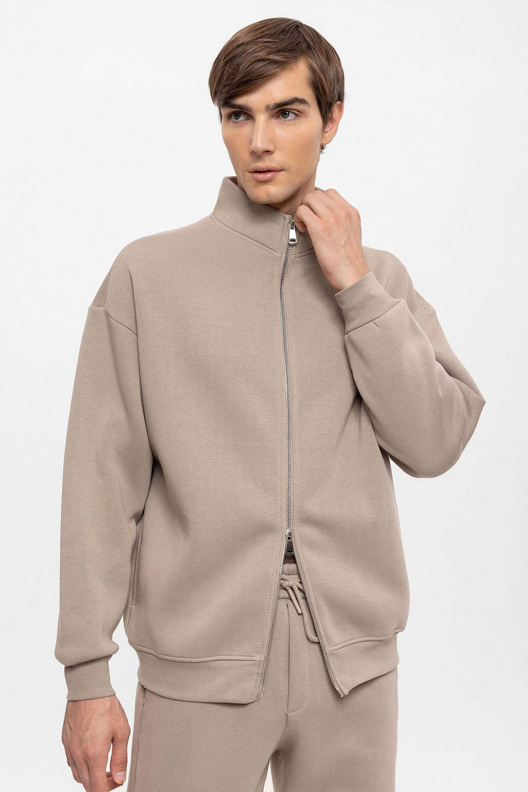 ANT High Collar Double Zipper Closure Men's Sweatshirt - Spring Valley