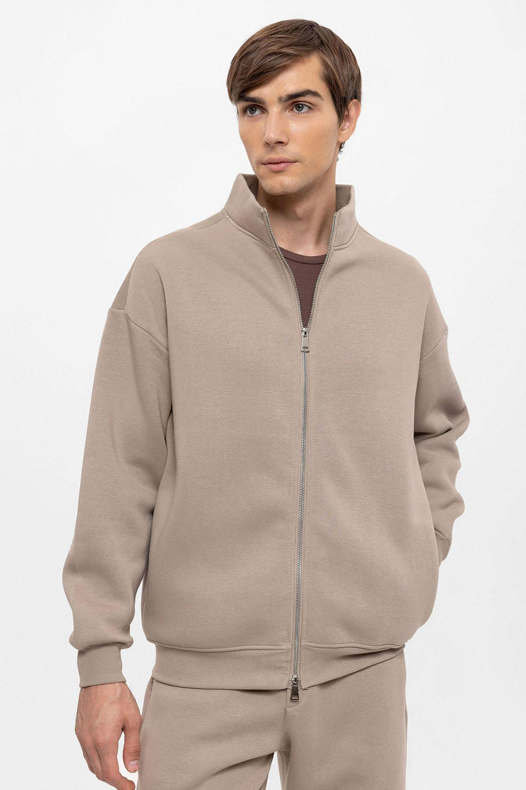 ANT High Collar Double Zipper Closure Men's Sweatshirt - Spring Valley