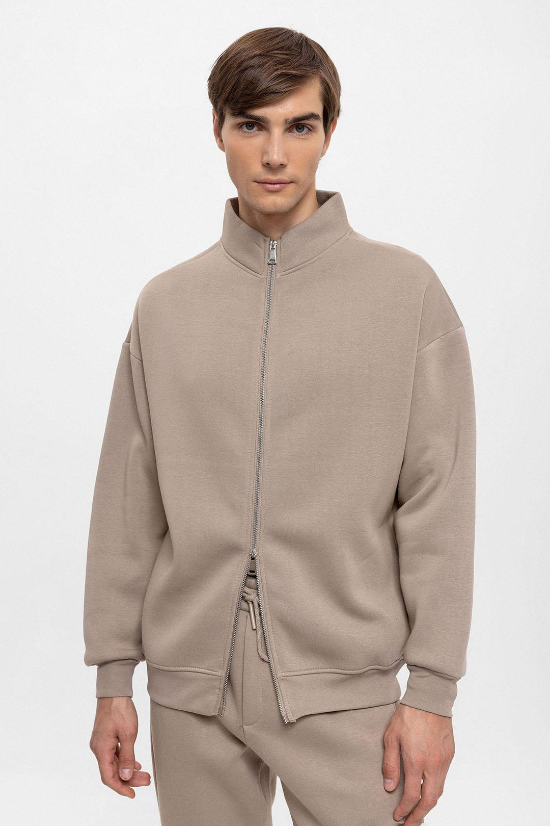 ANT High Collar Double Zipper Closure Men's Sweatshirt - Spring Valley