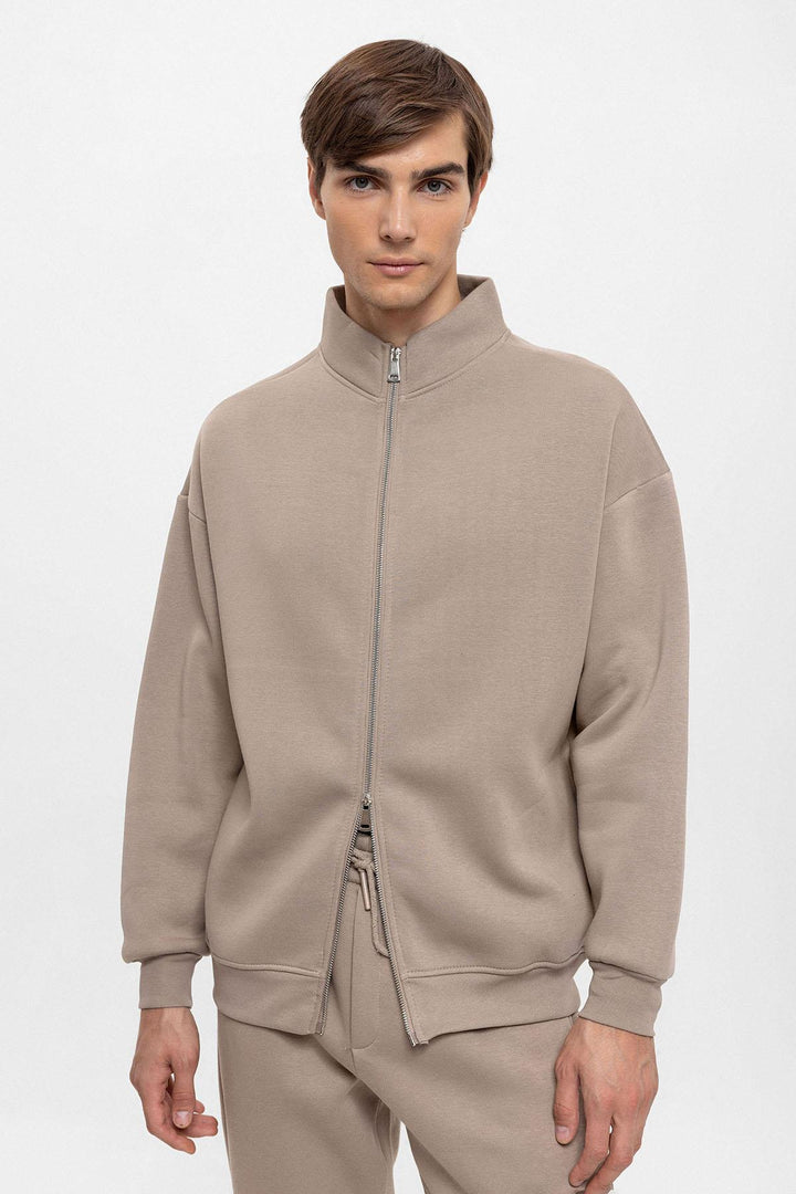 ANT High Collar Double Zipper Closure Men's Sweatshirt - Spring Valley