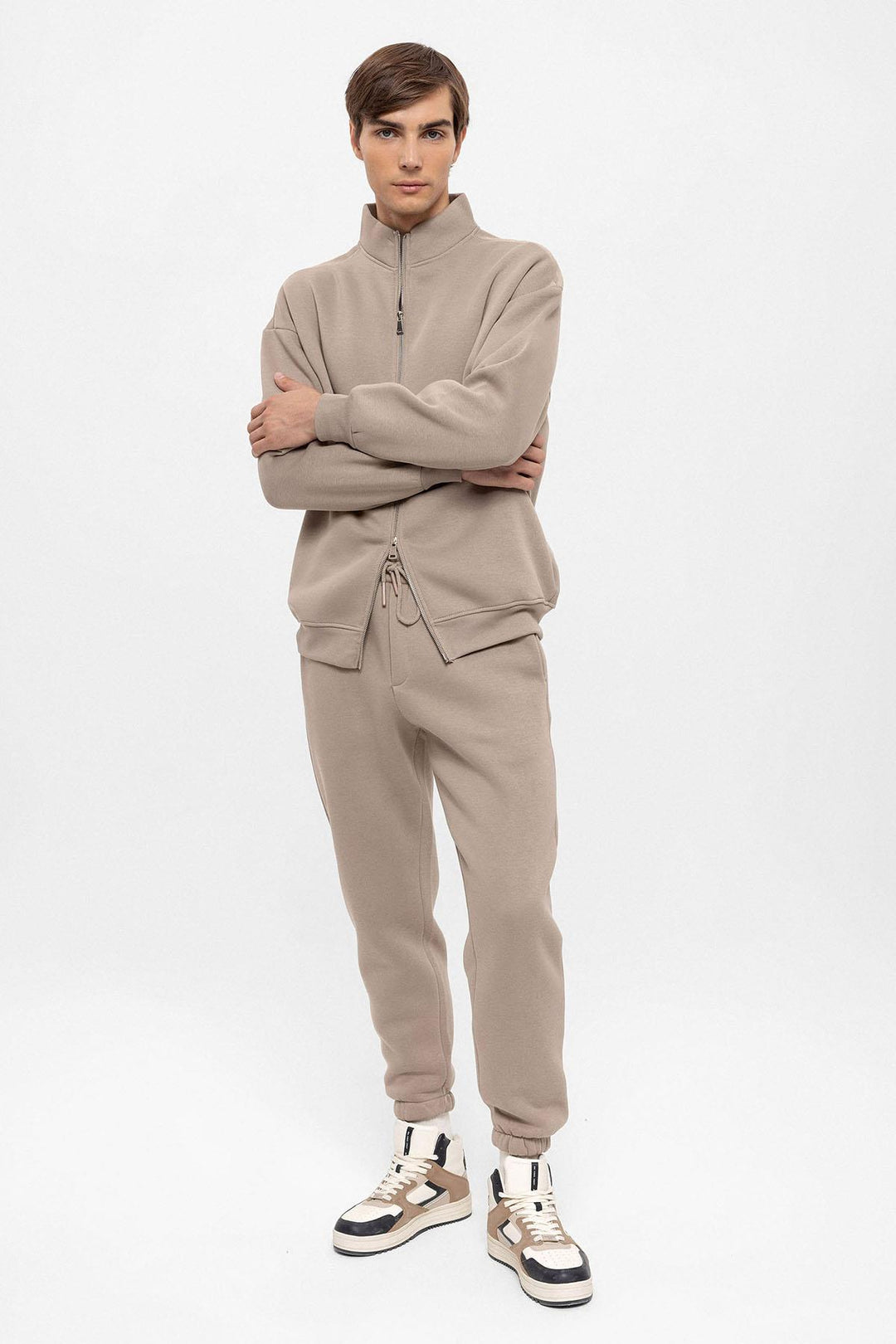 ANT High Collar Double Zipper Closure Men's Sweatshirt - Spring Valley