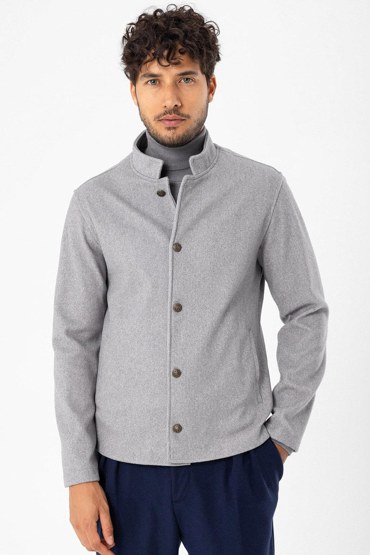 ANT High Collar Men's Cashmere Coat - Purísima de Bustos