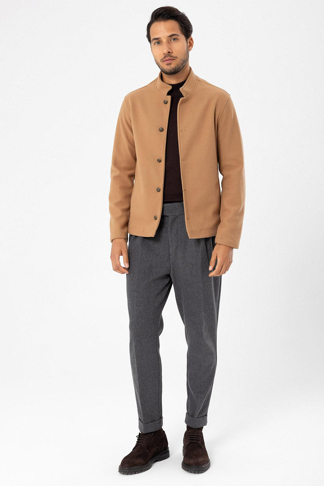 ANT High Collar Men's Cashmere Coat - Avondale
