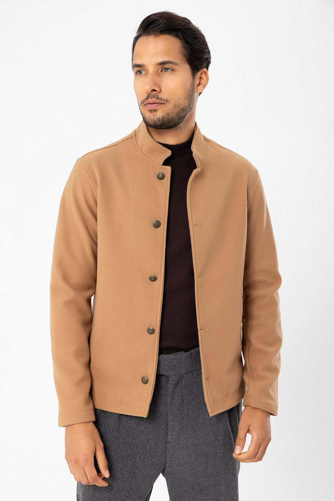 ANT High Collar Men's Cashmere Coat - Avondale