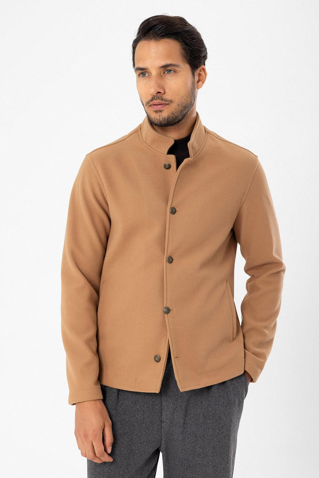 ANT High Collar Men's Cashmere Coat - Avondale