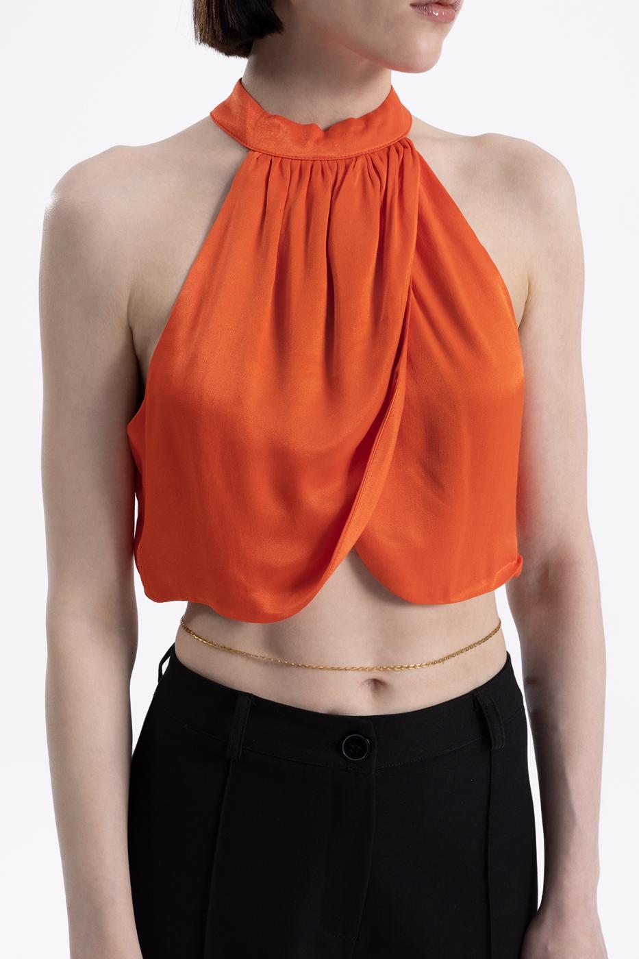 BSL Women High Neck Double Breast Sleeveless Blouse - Antwerp