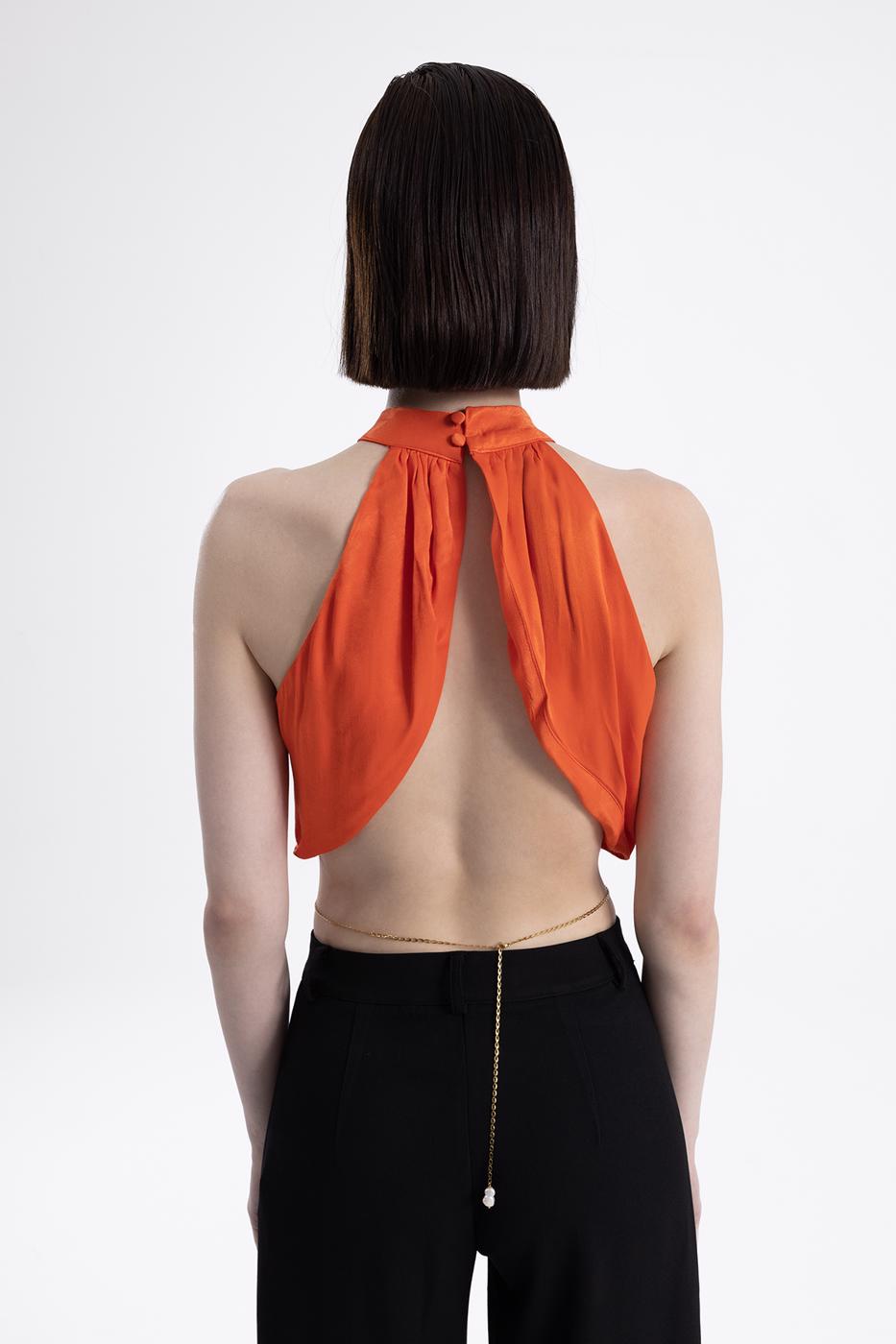 BSL Women High Neck Double Breast Sleeveless Blouse - Antwerp