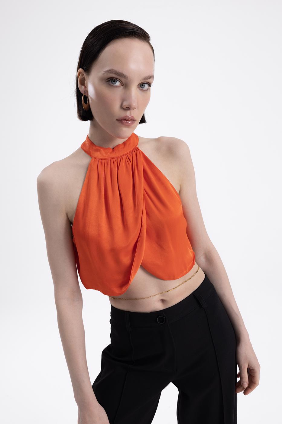 BSL Women High Neck Double Breast Sleeveless Blouse - Antwerp