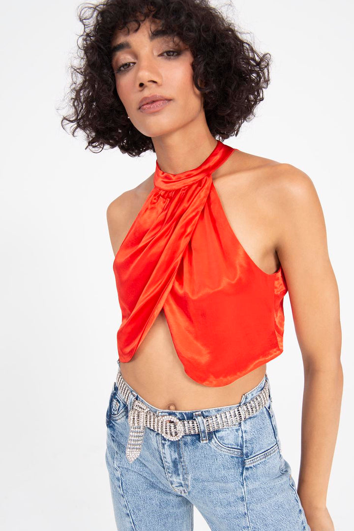 BSL Women High Neck Double Breast Sleeveless Blouse - Caldwell