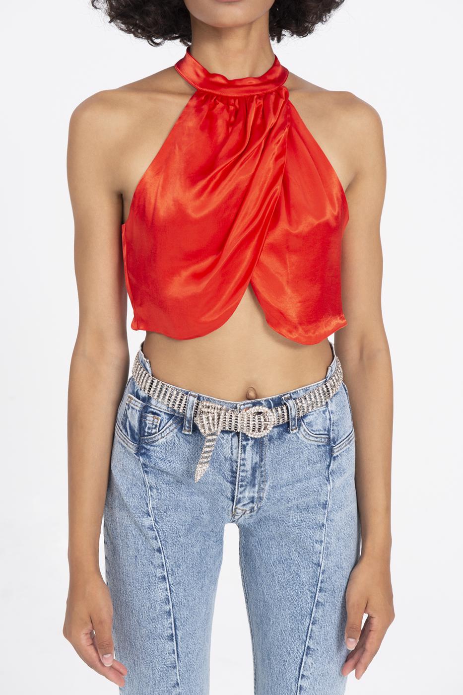 BSL Women High Neck Double Breast Sleeveless Blouse - Caldwell