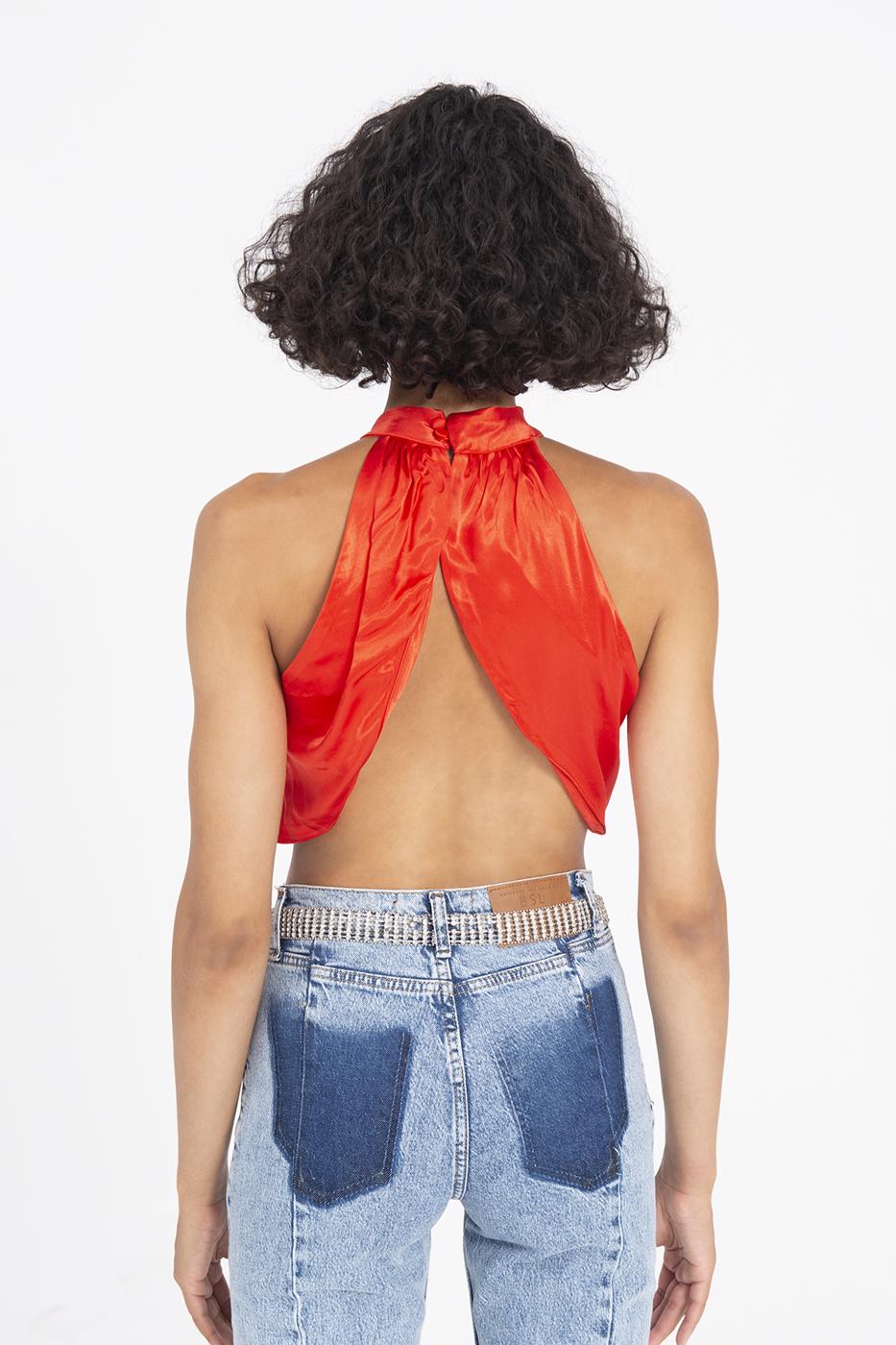 BSL Women High Neck Double Breast Sleeveless Blouse - Caldwell