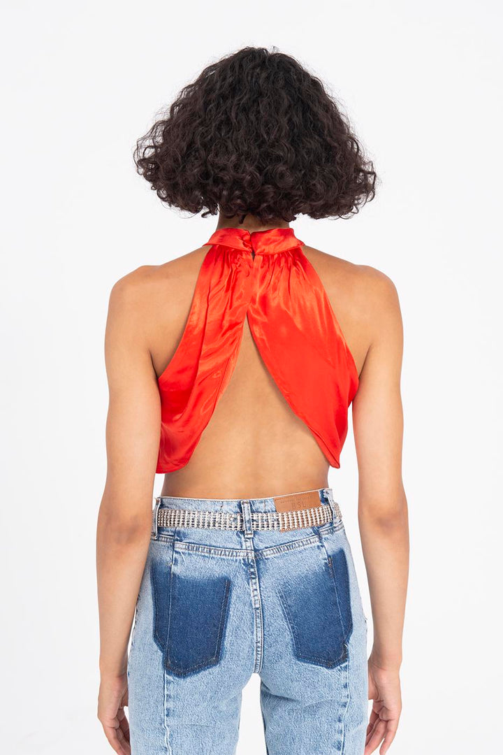 BSL Women High Neck Double Breast Sleeveless Blouse - Caldwell