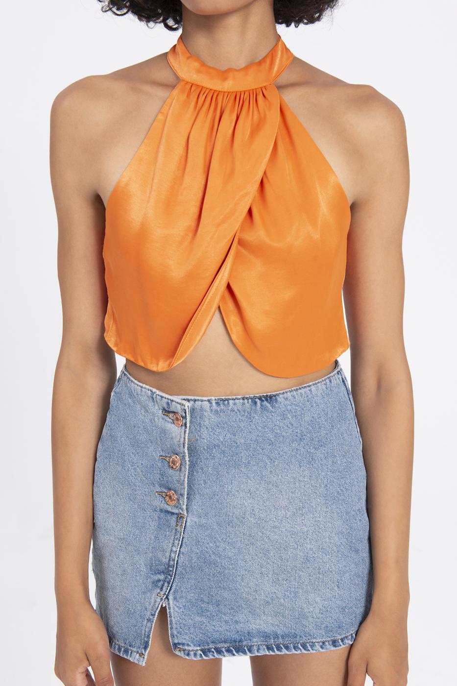 BSL Women High Neck Double Breast Sleeveless Blouse - Arras