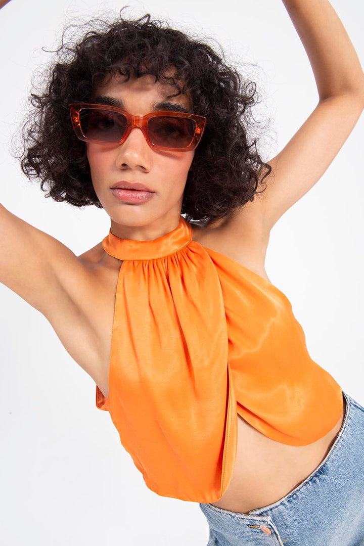 BSL Women High Neck Double Breast Sleeveless Blouse - Arras