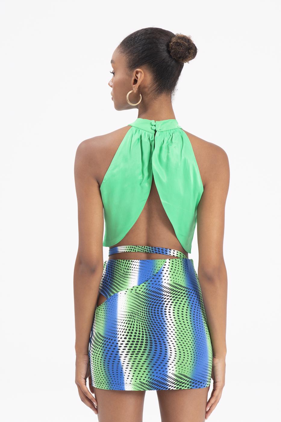 BSL Women High Neck Double Breast Sleeveless Blouse - Fiumicino