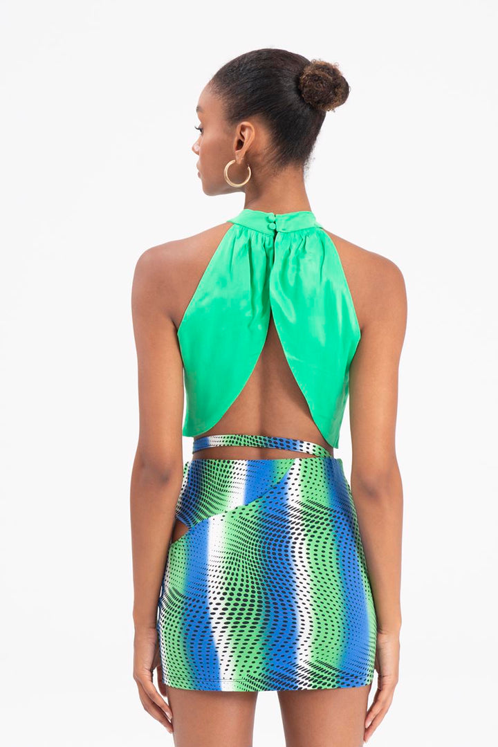 BSL Women High Neck Double Breast Sleeveless Blouse - Fiumicino