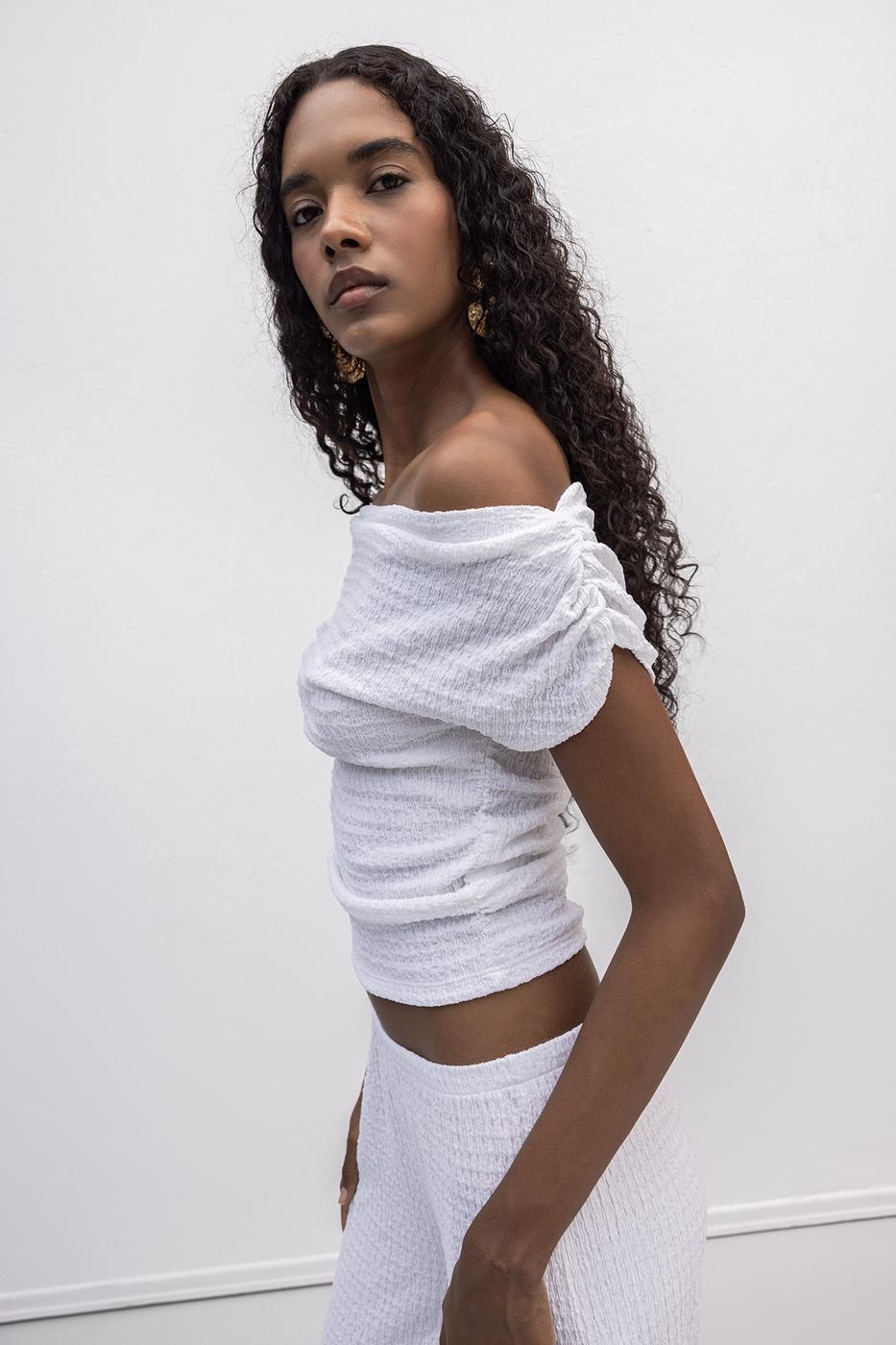 BSL Women Textured Carmen Collar Blouse - Netishyn