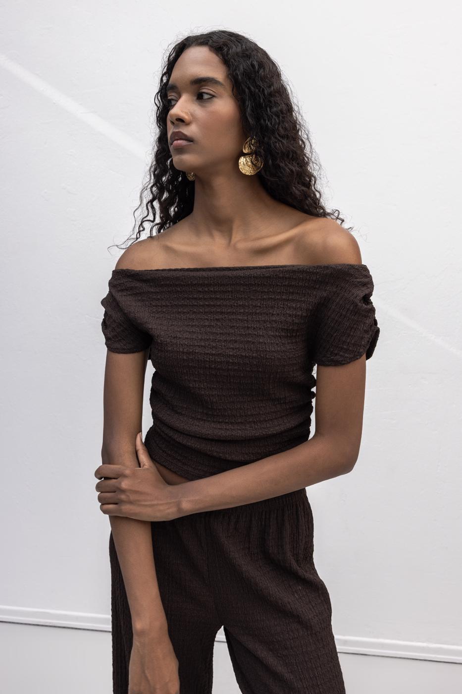 BSL Women Textured Carmen Collar Blouse - Dzhankoi