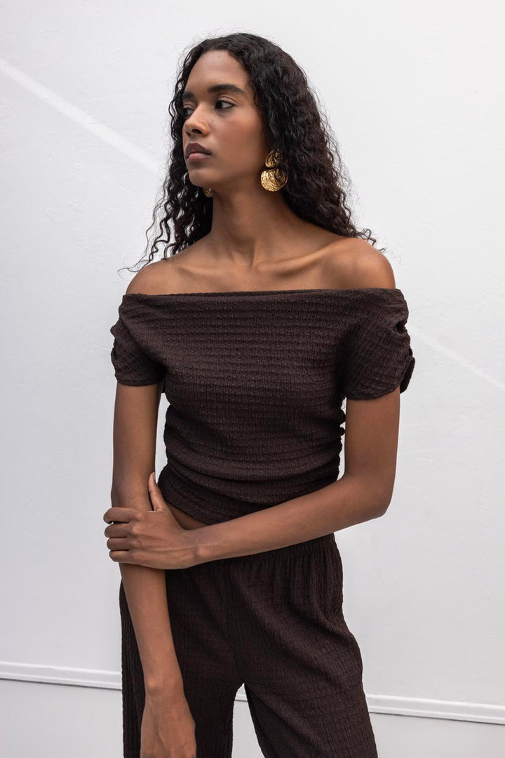 BSL Women Textured Carmen Collar Blouse - Dzhankoi